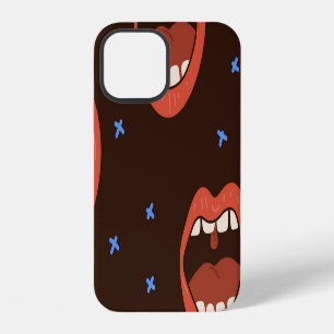 Hand-Drawn Lips: Cute Mouth Pattern. iPhone 12 Case