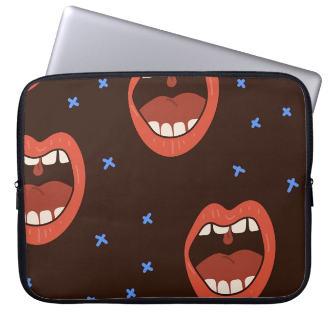 Hand-Drawn Lips: Cute Mouth Pattern. Laptop Sleeve (Front)