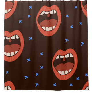 Hand-Drawn Lips: Cute Mouth Pattern. Shower Curtain