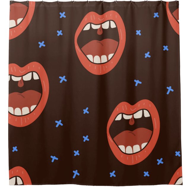 Hand-Drawn Lips: Cute Mouth Pattern. Shower Curtain (Front)