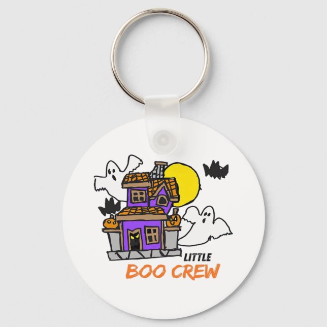 Hand Drawn Little Boo Crew Halloween Key Ring (Front)