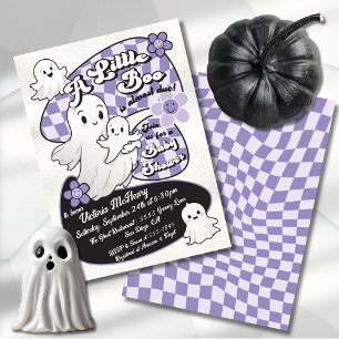 Hand Drawn Little Boo Ghost Halloween Baby Shower Invitation