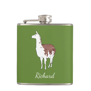Hand Drawn Llama U-Pick Background Colour Hip Flask