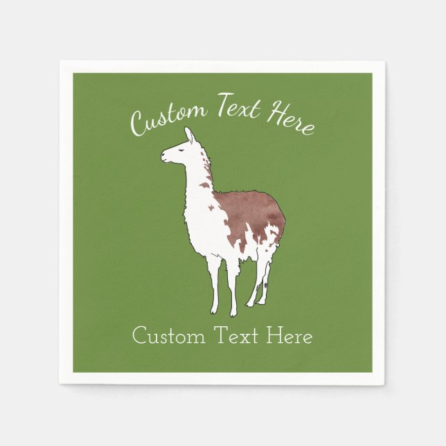 Hand Drawn Llama U-Pick Background Colour Napkin (Front)