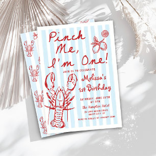 Hand Drawn Lobster 1st Birthday Invitation