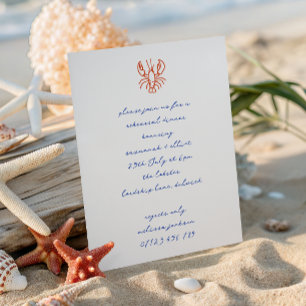 Hand Drawn Lobster Wedding Rehearsal Dinner Invitation