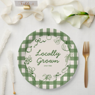 Hand Drawn Locally Grown Farm 1st Birthday Paper Plate
