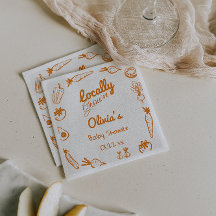 Hand Drawn Locally Grown Vegetables Baby Shower