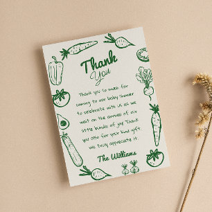 Hand Drawn Locally Grown Vegetables Baby Shower  Thank You Card