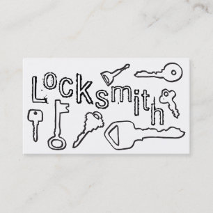 hand-drawn locksmith (black and white) business card