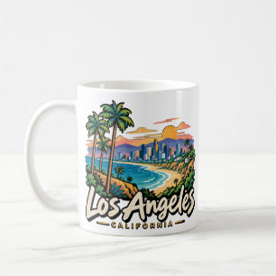 Hand Drawn Los Angeles California Travel Art Coffee Mug
