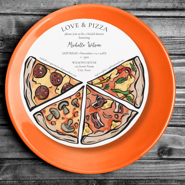 Hand Drawn Love and Pizza Italian Bridal Invitation (Creator Uploaded)