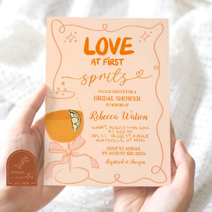 Hand drawn Love at First Spritz Bridal Shower Invitation