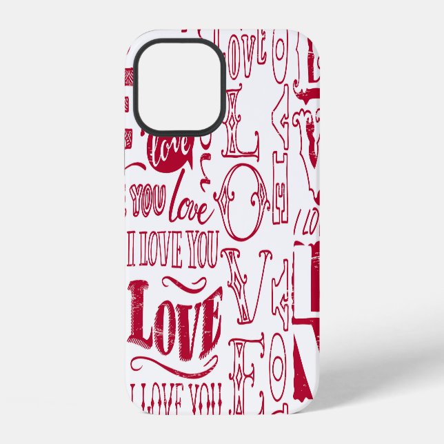 Hand-drawn love doodles, charming pattern. iPhone case (Back)