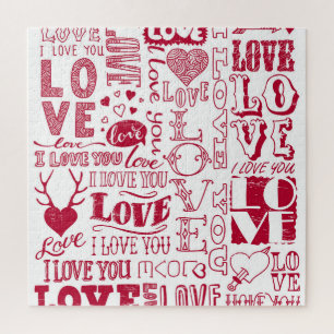 Hand-drawn love doodles, charming pattern. jigsaw puzzle