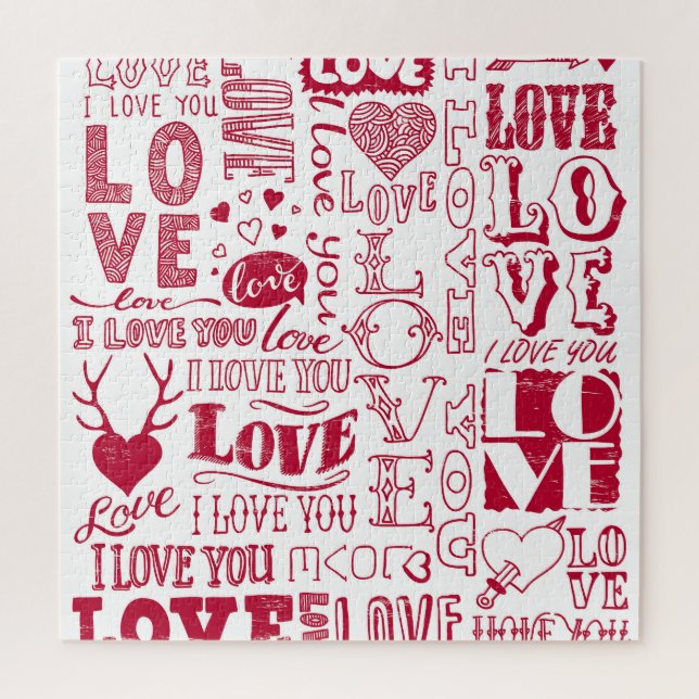 Hand-drawn love doodles, charming pattern. jigsaw puzzle (Vertical)