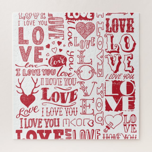 Hand-drawn love doodles, charming pattern. jigsaw puzzle (Vertical)