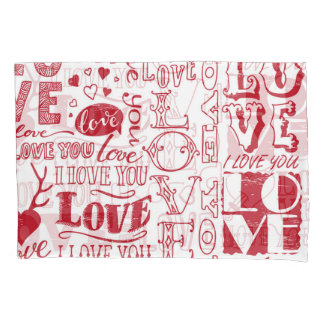 Hand-drawn love doodles, charming pattern. pillowcase