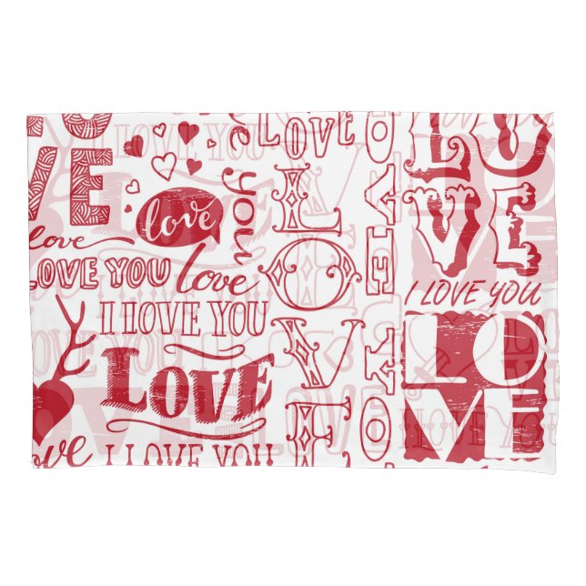 Hand-drawn love doodles, charming pattern. pillowcase (Front)