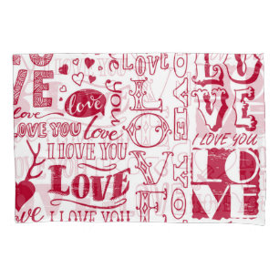 Hand-drawn love doodles, charming pattern. pillowcase