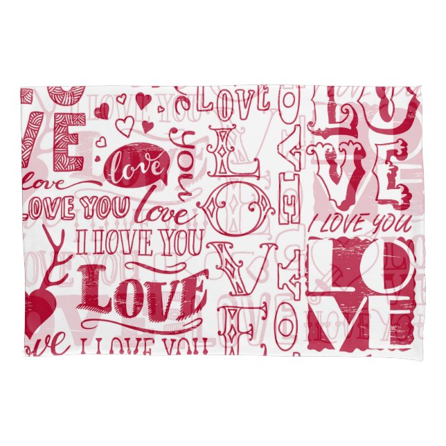 Hand-drawn love doodles, charming pattern. pillowcase (Front)