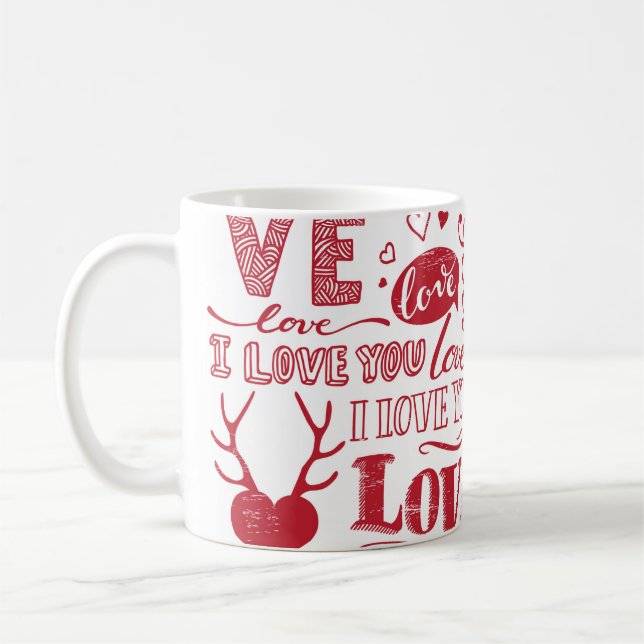 hand-drawn love doodles  coffee mug (Left)