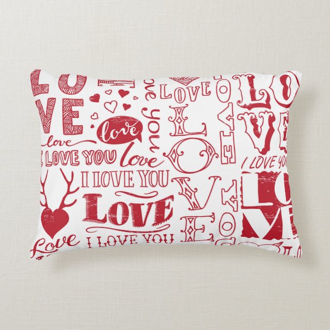hand-drawn love doodles  decorative cushion (Front)