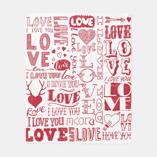 hand-drawn love doodles  fleece blanket (Front)
