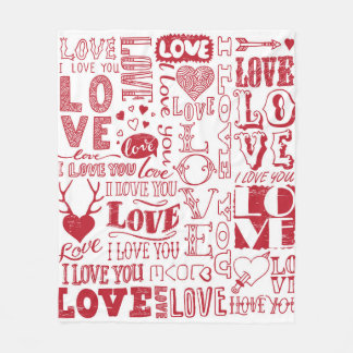 hand-drawn love doodles fleece blanket