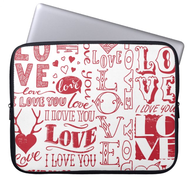 hand-drawn love doodles  laptop sleeve (Front)