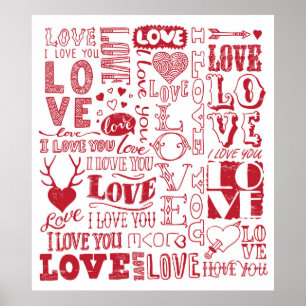 hand-drawn love doodles  poster
