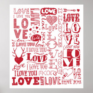 hand-drawn love doodles  poster