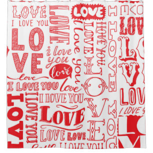 Hand-Drawn Love Doodles Seamless Background Shower Curtain