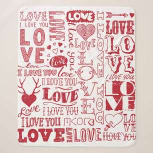 hand-drawn love doodles sherpa blanket