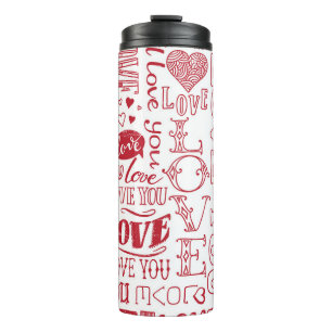 hand-drawn love doodles thermal tumbler