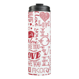 hand-drawn love doodles thermal tumbler