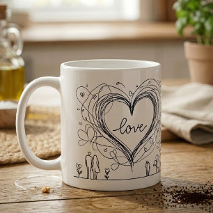 Hand-Drawn Love Heart Minimalist Illustration Coffee Mug