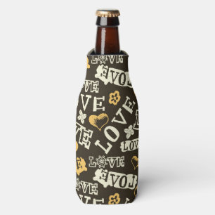 Hand Drawn Love Pattern Bottle Cooler