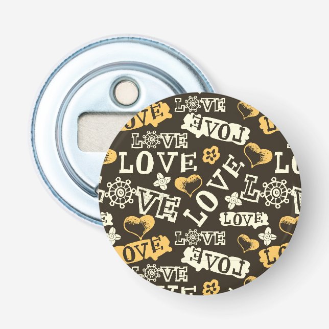 Hand Drawn Love Pattern Bottle Opener (Front)