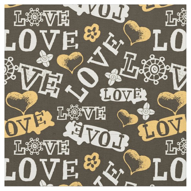 Hand Drawn Love Pattern Fabric (Close Up)