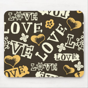 Hand Drawn Love Pattern Mouse Pad