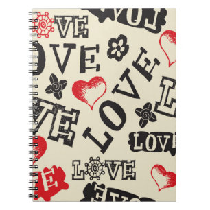 hand drawn love pattern notebook