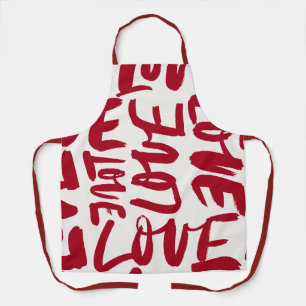 Hand-Drawn Love Pattern Playful Modern Romantic  Apron