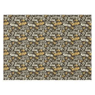 Hand Drawn Love Pattern Tablecloth