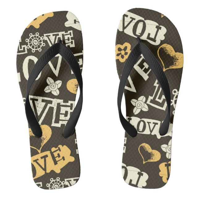 Hand Drawn Love Pattern Thongs (Footbed)