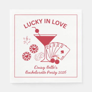 Hand Drawn Lucky In Love Vegas Bachelorette Napkin