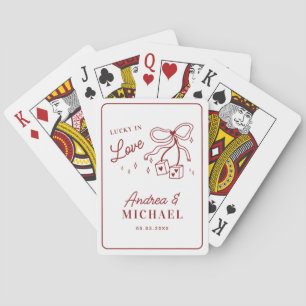 Hand Drawn Lucky in Love Vegas Wedding Guestbook Playing Cards