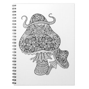 Hand Drawn Magic Mushrooms Doodle Notebook