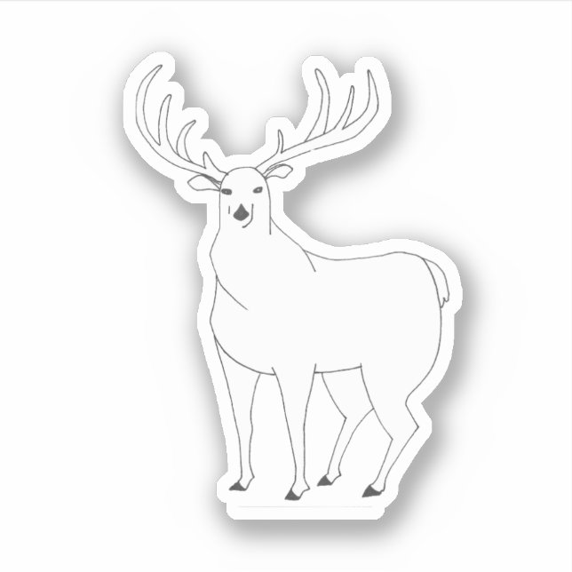 Hand-drawn Majestic Wildlife Stag Whitetail Deer (Front)