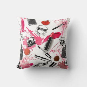 Hand-drawn makeup, vintage graphic pattern. cushion